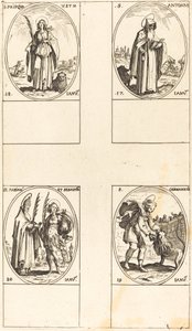 St. Antonius; St. Prisca; St. Germanicus; Sts. Fabianus en Sebastianus door Jacques Callot
