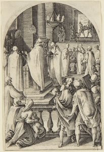 Sint Basilius viert het misoffer door Jacques Callot