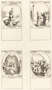St. Bibiana; St. Birinus; St. Barbara; St. Sabbas door Jacques Callot