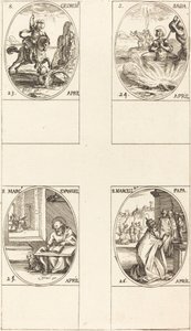 St. Joris; St. Sabas; St. Marcus, evangelist; St. Marcellin door Jacques Callot