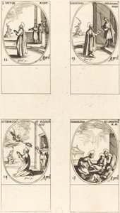 St. Victor; St. Justinus; Sts. Tiburtius en Valerianus; Sts. Basilissa en Anastasia door Jacques Callot