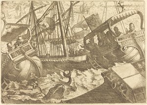 Storm voor de Kust van Barcelona door Jacques Callot