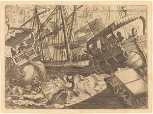 Storm voor de Kust van Barcelona door Jacques Callot