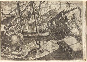 Storm voor de Kust van Barcelona [recto] door Jacques Callot