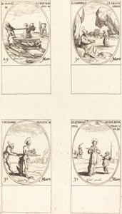 Heiligen Jonas & Barachisius; Sint Johannes Climacus, Abt; Sint Benjamin; Heiligen Quirinus & Bal door Jacques Callot