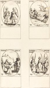 Heiligen Nicostratus en Anthiocus; Heilige Julia; Heilige Desiderius; Heiligen Susanna, Palladia, en... door Jacques Callot