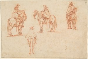 Studie van vier ruiters door Jacques Callot
