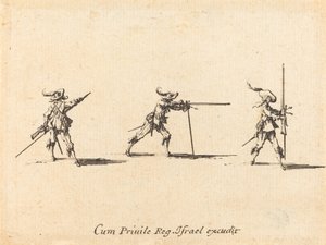 Het Innemen van de Schietpositie met het Musket door Jacques Callot