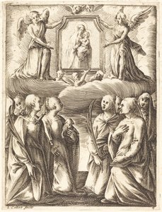 De Aanbidding van de Maagd en het Kind door Jacques Callot