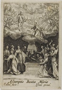 De tenhemelopneming van de Maagd, uit het leven van de Maagd door Jacques Callot