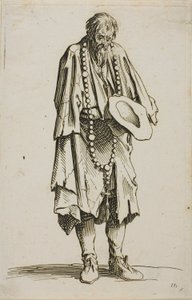 De Bedelaar met een Rozenkrans, plaat elf uit De Bedelaars door Jacques Callot