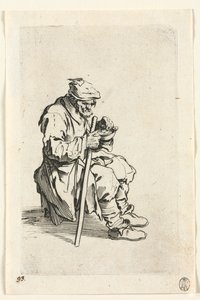 De bedelaars: bedelaar zittend en etend, ca. 1623
