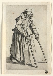 De bedelaars: Bedelares op krukken, c. 1623 door Jacques Callot