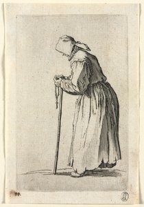 De Bedelaars: Bedelaar bij haar Rozenkrans, ca. 1623 door Jacques Callot