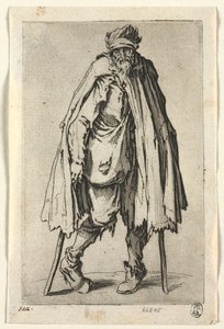 De Bedelaars: Bedelaar op Krukken met een Zak, c. 1623 door Jacques Callot