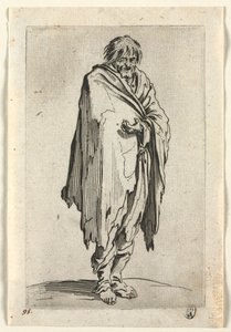 De bedelaars: Bedelaar zonder hoed of schoenen door Jacques Callot
