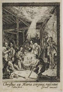 De geboorte van Jezus, uit Het leven van de Maagd door Jacques Callot