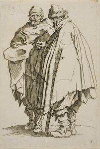 De blinde man en zijn metgezel, plaat negen uit De bedelaars door Jacques Callot
