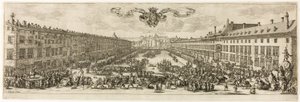 De Carrière, of Rue Neuve, in Nancy (De Nieuwe Straat) door Jacques Callot