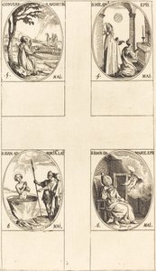 De bekering van Sint Augustinus; Sint Hilarius; Sint Jan voor de Latijnse poort; Sint Jan van Damascus door Jacques Callot