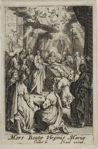 De dood van de Maagd Maria, uit Het leven van de Maagd door Jacques Callot
