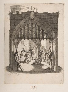 De geseling, nr. 6 van 11 uit La Petite Passion door Jacques Callot