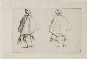 De heer met een grote jas, gezien van achteren, uit De Caprices