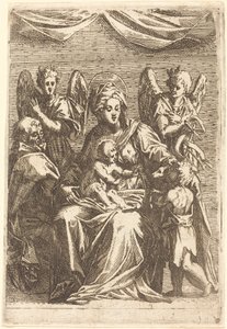 De Heilige Familie met Twee Engelen