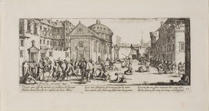 Het Ziekenhuis, plaat vijftien uit De Ellende van de Oorlog door Jacques Callot