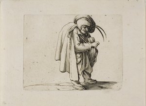 De Draailier Speler, uit Varie Figure Gobbi door Jacques Callot