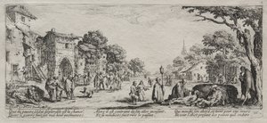 De grote ellende van de oorlog: De bedelaars en de stervenden, 1633 door Jacques Callot