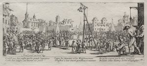 De grote ellende van de oorlog: De Strappado, 1633 door Jacques Callot