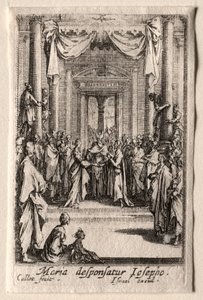 Het Leven van de Maagd: Het Huwelijk van de Maagd door Jacques Callot