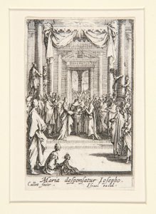 Het huwelijk van de Maagd, nr. 4 uit Het leven van de Maagd door Jacques Callot