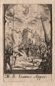 Het Martelaarschap van de Apostelen: St. Johannes de Evangelist door Jacques Callot