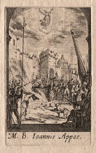 Het Martelaarschap van de Apostelen: St. Johannes de Evangelist door Jacques Callot