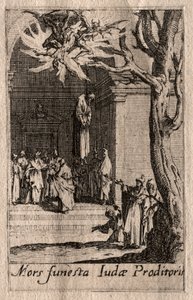 Het martelaarschap van de apostelen: De dood van Judas door Jacques Callot
