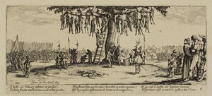 De Ellende van de Oorlog, Nr. 11. De Ophanging, 1633 door Jacques Callot