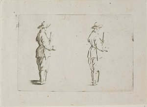 De boer met een beker, uit De Caprices door Jacques Callot
