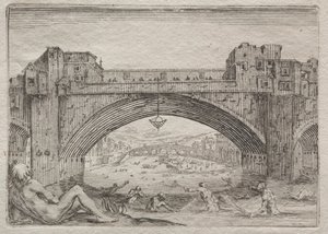 De Ponte Vecchio, Florence door Jacques Callot