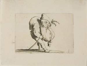De oneven met een stok, uit Varie Figure Gobbi door Jacques Callot