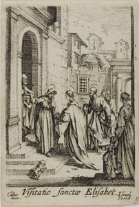 De Visitatie van Sint Elizabeth, uit Het leven van de Maagd door Jacques Callot