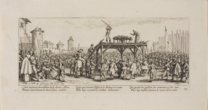 Het Wiel, plaat veertien uit De Ellende van de Oorlog door Jacques Callot