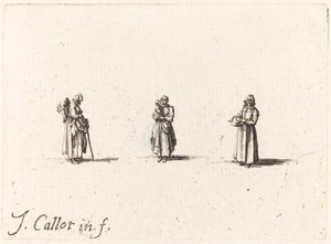 Drie Vrouwen, Eén met een Kind door Jacques Callot
