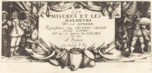 Titelpagina voor De Grote Ellende van de Oorlog, c. 1633 door Jacques Callot