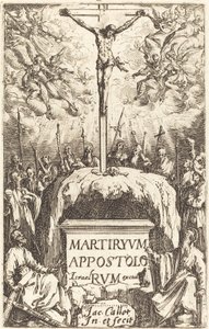 Titelpagina voor "De Martelaarschappen van de Apostelen" door Jacques Callot