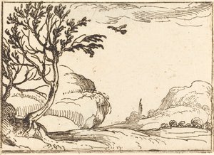 Tortelduif Vliegend in de Woestijn door Jacques Callot
