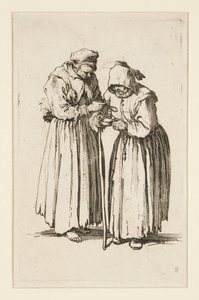Twee bedelaressen, uit De Bedelaars door Jacques Callot
