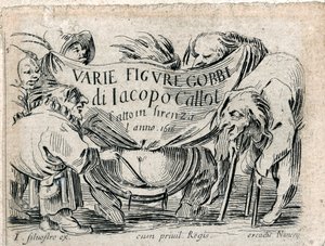 Varie Figure Gobbi, titelpagina van 21 gravures ... (gravure) door Jacques Callot