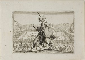 Uitzicht op Piazza S. Croce met voetbalwedstrijd, uit De Caprices door Jacques Callot